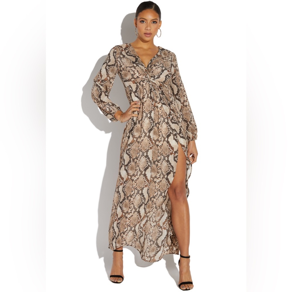 Snakeskin Maxi Wrap Dress